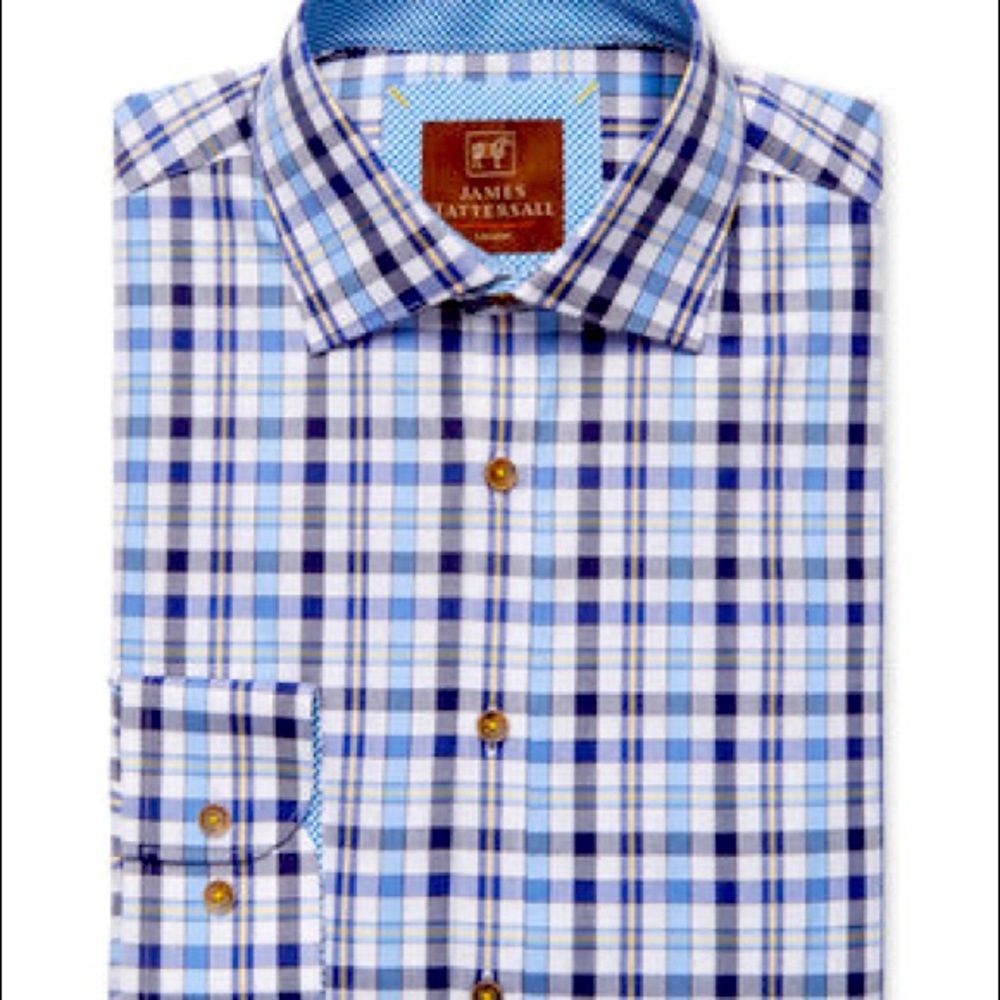NEW James Tattersall Yellow Dress Shirt